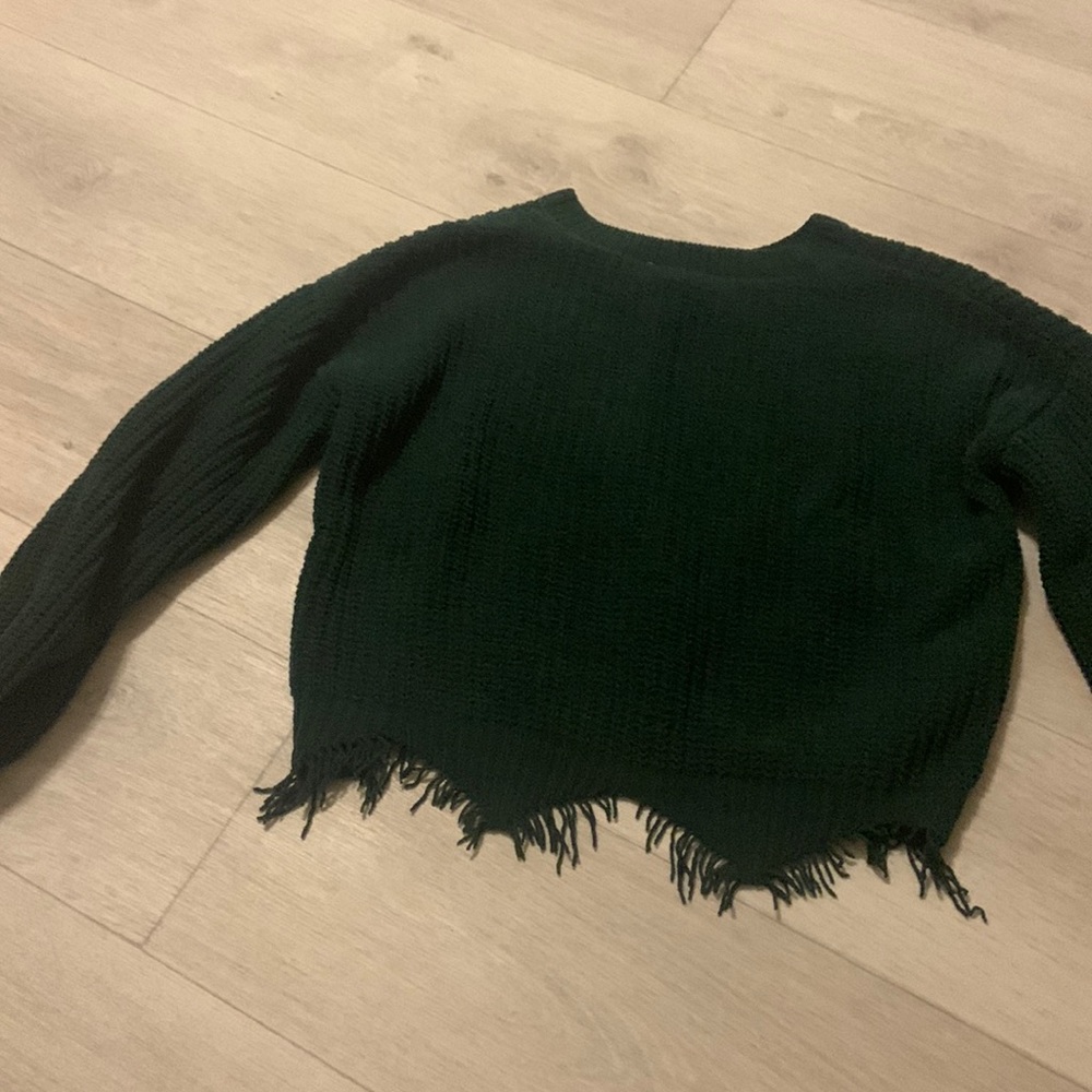 Dark green. Very thick. Crop top sweater.
